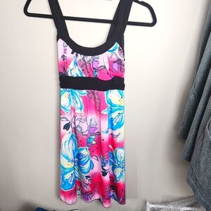 Very colorful floral pattern dress
